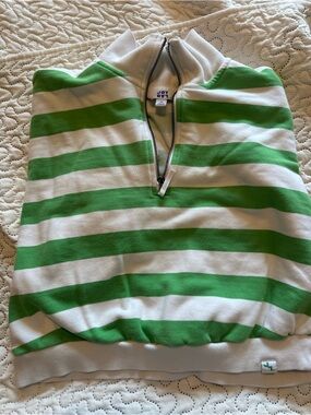 JOY Lab Half-Zip Striped Pullover - White & Green
